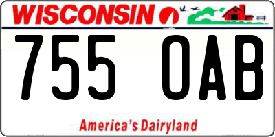 WI license plate 755OAB