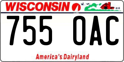 WI license plate 755OAC