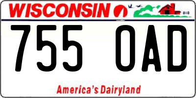 WI license plate 755OAD