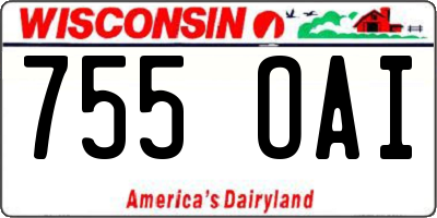 WI license plate 755OAI