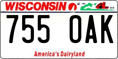 WI license plate 755OAK