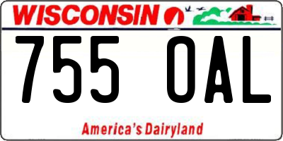 WI license plate 755OAL