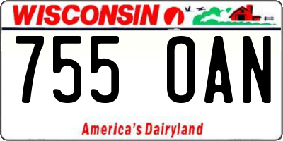 WI license plate 755OAN