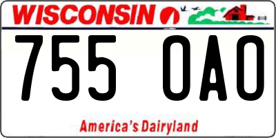 WI license plate 755OAO