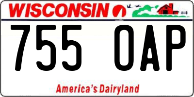 WI license plate 755OAP