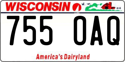 WI license plate 755OAQ