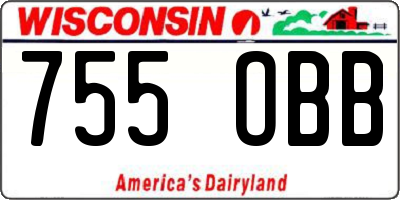 WI license plate 755OBB