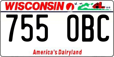 WI license plate 755OBC