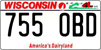 WI license plate 755OBD