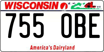 WI license plate 755OBE