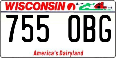 WI license plate 755OBG