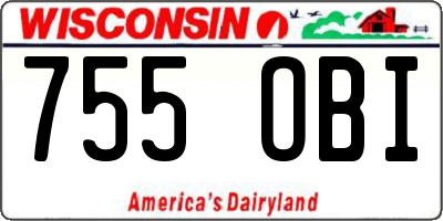 WI license plate 755OBI