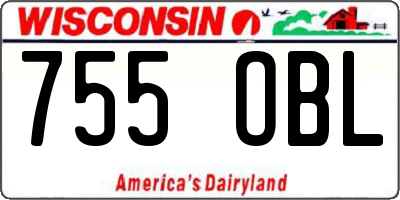 WI license plate 755OBL