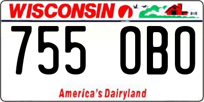 WI license plate 755OBO