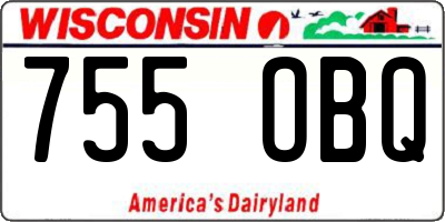 WI license plate 755OBQ