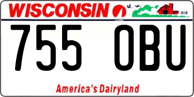 WI license plate 755OBU