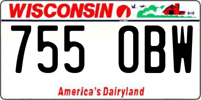 WI license plate 755OBW