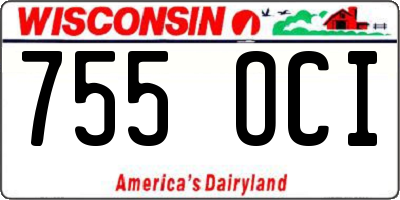 WI license plate 755OCI