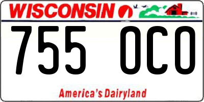 WI license plate 755OCO