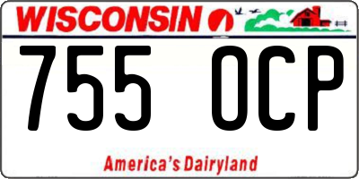 WI license plate 755OCP
