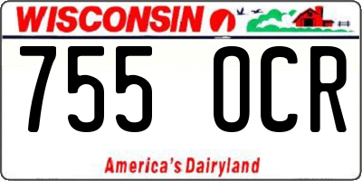 WI license plate 755OCR