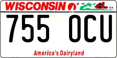 WI license plate 755OCU