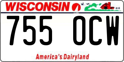 WI license plate 755OCW