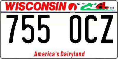 WI license plate 755OCZ