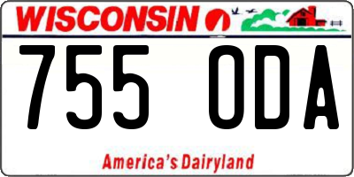WI license plate 755ODA