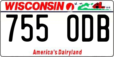 WI license plate 755ODB
