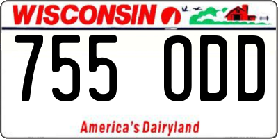 WI license plate 755ODD
