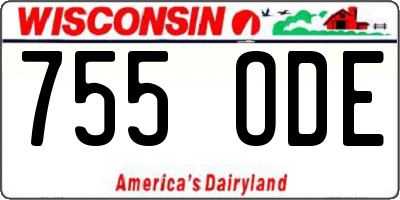 WI license plate 755ODE