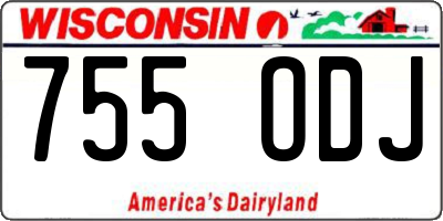 WI license plate 755ODJ