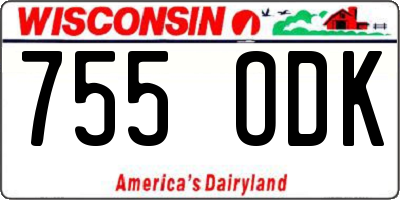 WI license plate 755ODK