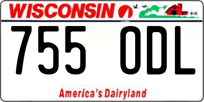 WI license plate 755ODL