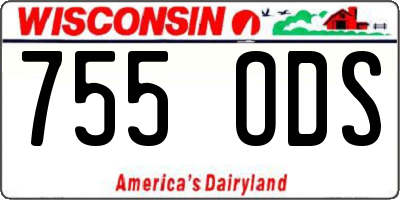 WI license plate 755ODS