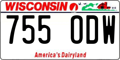WI license plate 755ODW