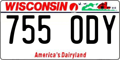 WI license plate 755ODY