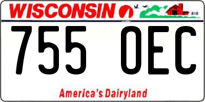 WI license plate 755OEC