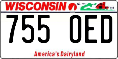 WI license plate 755OED