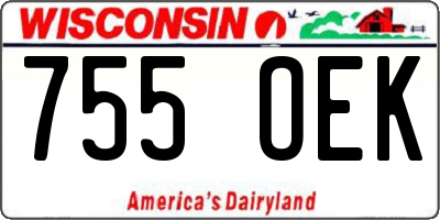WI license plate 755OEK