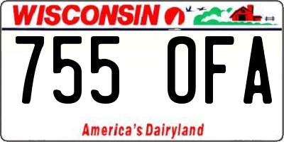 WI license plate 755OFA