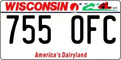 WI license plate 755OFC