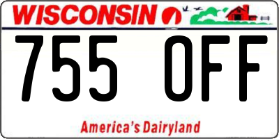 WI license plate 755OFF