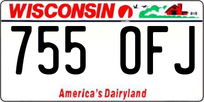 WI license plate 755OFJ
