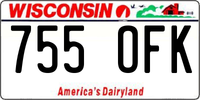 WI license plate 755OFK
