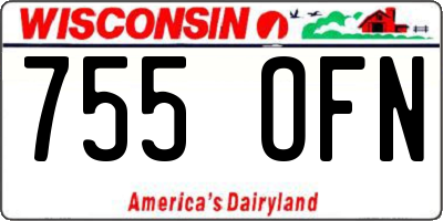 WI license plate 755OFN