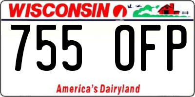 WI license plate 755OFP