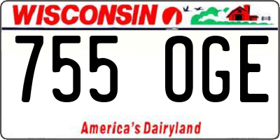 WI license plate 755OGE