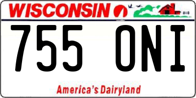 WI license plate 755ONI
